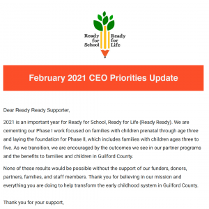 Click to open the February 2021 CEO Priorities update email