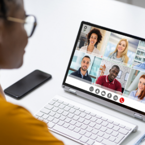 photo of a woman on a virtual meeting